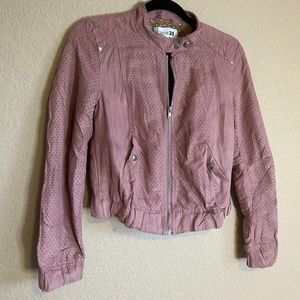 Pink suede Motorcycle Style Jacket, Size S/M